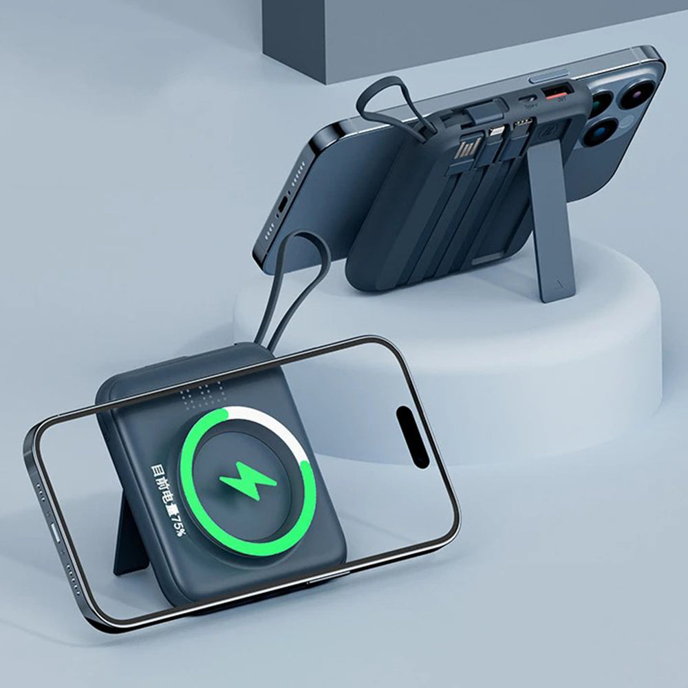 CYKE Q12 10000mAh Magnetic Wireless Charging Mini Power Bank Built-in with 4 Cables CYKE Q12 10000mAh Magnetic Wireless Charging Mini Power Bank Built-in with 4 Cables